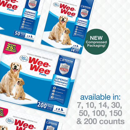 Wee-Wee Superior Performance Unscented Puppy Pee Pads for Dogs & Puppies, Quilted Leak-Proof Dog Housebreaking Potty Training Floor Protection, Pet Supplies, 22" X 23", 200 Count